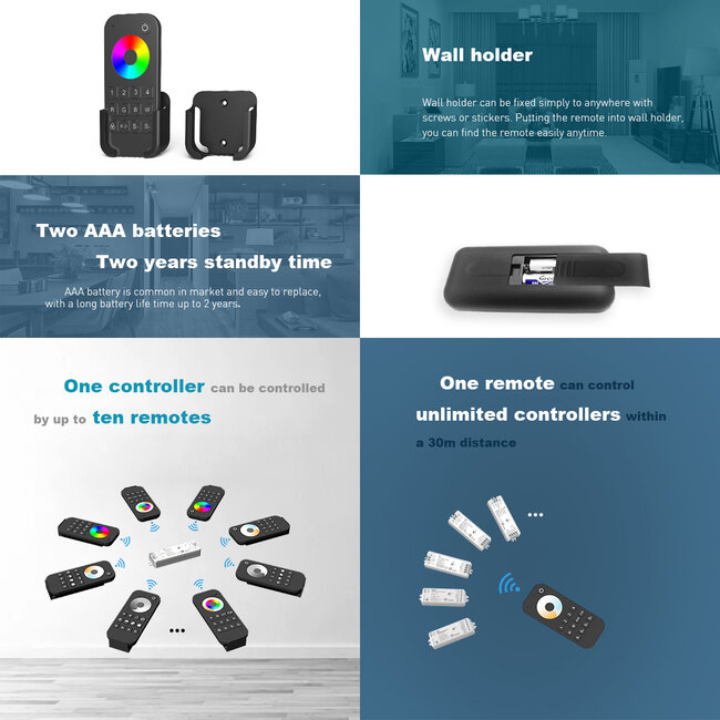 71548 RT4 SKYDANCE Ασύρματο Χειριστήριο Αφής RF 2.4Ghz 1 Group για όλα τα RGB/RGBW SKYDANCE Controller DC 3V 2 x AAA - IP20 Μαύρο Μ12.2 x Π5.3 x Υ1.7cm - 5 Years Warranty - 14