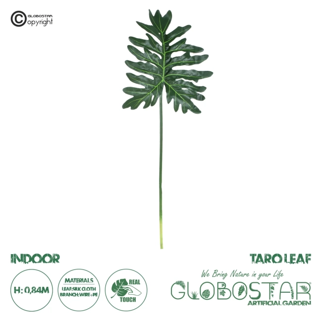 Artificial Garden TARO LEAF 20221 Τεχνητό Διακοσμητικό Φύλο Κολοκασίας Π24 x Υ84cm