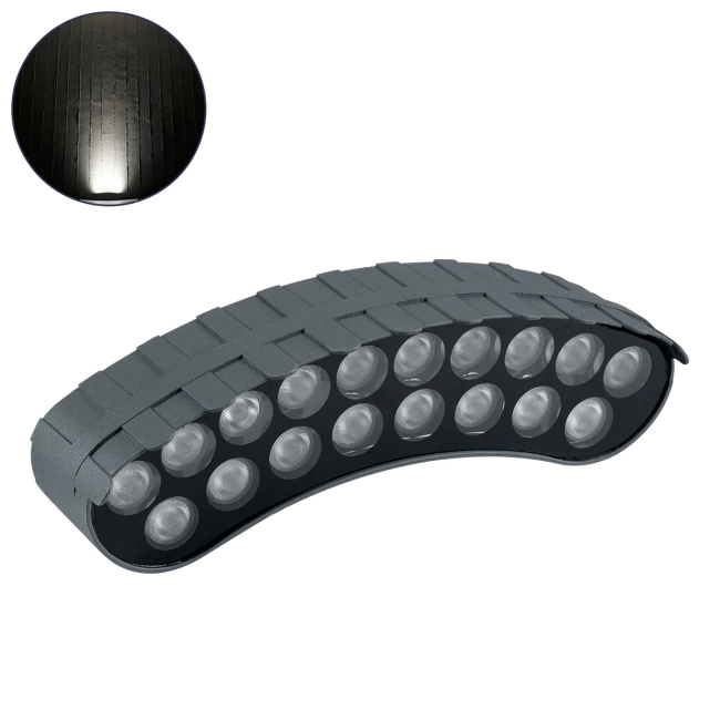 TREELIGHT-KINA 90685 Κυρτή Μπάρα Φωτισμού Wall Washer με Αντιθαμβωτική Γρίλια Ειδική για Φυτά - Δέντρα LED 18W 1710lm 30° DC 24V Αδιάβροχο IP65 Μ25 x Π6.5 x Υ6cm Φυσικό Λευκό 4500K - Γκρι Ανθρακί - 3 Years Warranty - 2