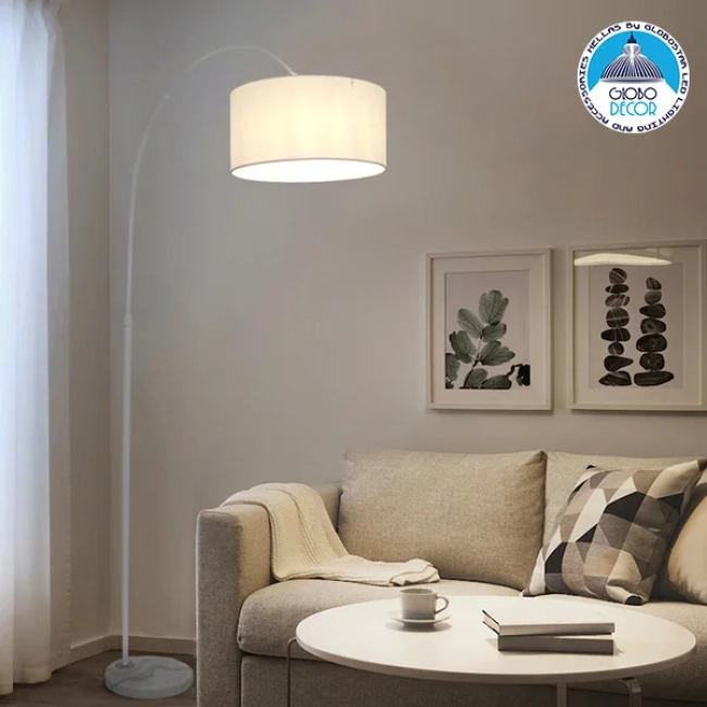 IMPERIAL 01588 Μοντέρνο Επιδαπέδιο Φωτιστικό με Ντουί 1 x E27 AC 220-240V IP20 - Λευκό - Μ100 x Π34 x Υ187cm