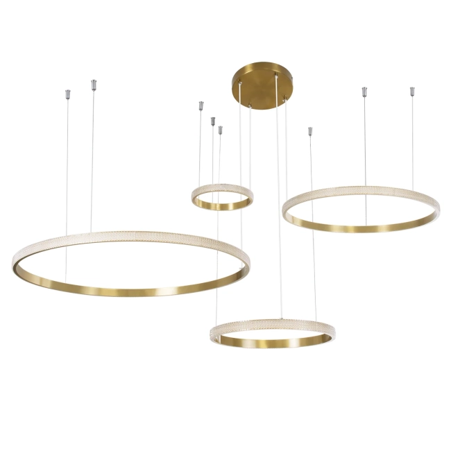  DIAMOND TETRA 61149 Μοντέρνο Κρεμαστό Φωτιστικό Οροφής LED 150W 15000lm 360° AC 220-240V IP20 Ρυθμιζόμενο Λευκό CCT με Χειριστήριο από 2700K έως 6000K Dimmable - Lumileds SMD Chip - Χρυσό Βούρτσας - Μ150 x Π150 x Υ120cm - 3 Χρόνια Εγγύηση - 3