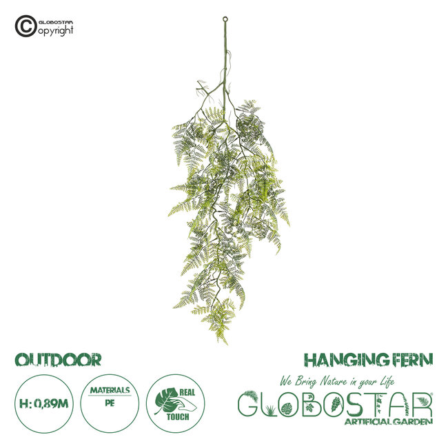 Artificial Garden FERN HANGING BRANCH 20410 Τεχνητό Διακοσμητικό Κρεμαστό Φυτό Φτέρη Υ89cm