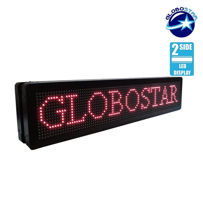 DISPLAY 90301 Κυλιόμενη Ψηφιακή Επιγραφή P10 Διπλής Όψης LED AC 220-240V Αδιάβροχο IP65 Κόκκινο - WiFi Control μέσω FK APP - Αισθητήρας Θερμοκρασίας & Υγρασίας - Μ104 x Π12 x Υ20cm - 2 Χρόνια Εγγύηση - 5