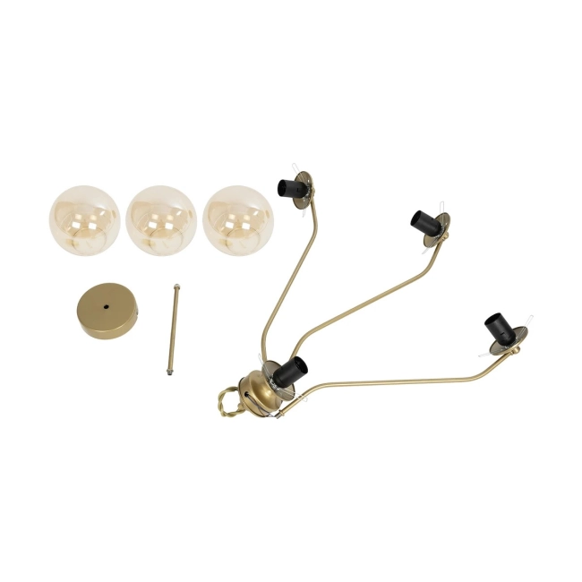 SUNRAY 201-0110 Vintage Φωτιστικό Οροφής με Ντουί 4 x E27 AC 220-240V IP20 - Χρυσό & Μελί - Μ100 x Π100 x Υ26cm - 10
