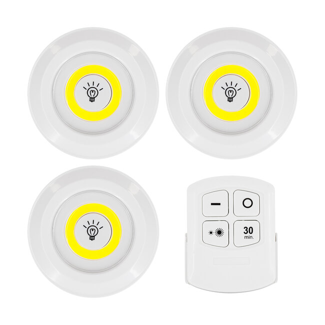 79044 Φωτιστικά Νυκτός Μπαταρίας LED COB 6W 600lm με Timer & Ασύρματο Χειριστήριο RF - ΣΕΤ 3 Τεμαχίων Ψυχρό Λευκό 6000K - 2 79044 Φωτιστικά Νυκτός Μπαταρίας LED COB 6W 600lm με Timer & Ασύρματο Χειριστήριο RF - ΣΕΤ 3 Τεμαχίων Ψυχρό Λευκό 6000K - 2