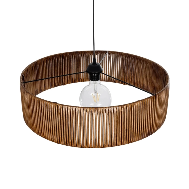 KYCLOS 203-0045 Boho Κρεμαστό Φωτιστικό Καπέλο Μονόφωτο 1 x E27 IP20 Καφέ Rattan - M55 x Π55 x Υ90cm - 6