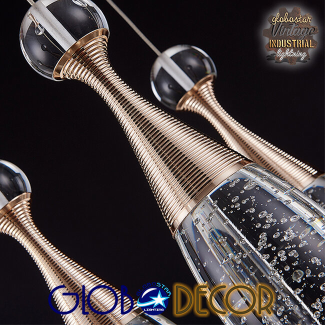 JADORE 01232 Μοντέρνο Κρεμαστό Φωτιστικό Ανάρτηση LED 5W 400lm 120°AC 220-240V IP20 Θερμό Λευκό 3000K Χάλκινο Μέταλλο με Διάφανο Γυαλί - Μ8 x Π8 x Υ26cm - 2 Χρόνια Εγγύηση - 13