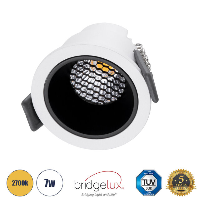 PLUTO-S 60247 Χωνευτό LED Spot Downlight TrimLess Φ6.4cm 7W 875lm 38° AC 220-240V IP20 Φ6.4 x Υ4.9cm - Στρόγγυλο - Λευκό με Μαύρο Κάτοπτρο & Anti-Glare HoneyComb - Θερμό Λευκό 2700K - Bridgelux COB - 5 Years Warranty PLUTO-S 60247 Χωνευτό LED Spot Downlight TrimLess Φ6.4cm 7W 875lm 38° AC 220-240V IP20 Φ6.4 x Υ4.9cm - Στρόγγυλο - Λευκό με Μαύρο Κάτοπτρο & Anti-Glare HoneyComb - Θερμό Λευκό 2700K - Bridgelux COB - 5 Years Warranty