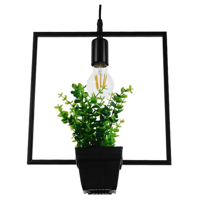 FLOWERPOT 10001211 Μοντέρνο Κρεμαστό Φωτιστικό Οροφής Μονόφωτο Μαύρο Μεταλλικό με Διακοσμητικό Φυτό Φ30 x Y30cm - 4