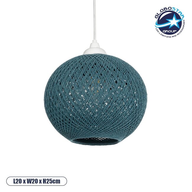 SOLEI 205-0012 Boho Κρεμαστό Φωτιστικό Οροφής με Ντουί 1 x E27 AC 220-240V IP20 - Τιρκουάζ - M20 x Π20 x Υ25cm - 1 SOLEI 205-0012 Boho Κρεμαστό Φωτιστικό Οροφής με Ντουί 1 x E27 AC 220-240V IP20 - Τιρκουάζ - M20 x Π20 x Υ25cm - 1