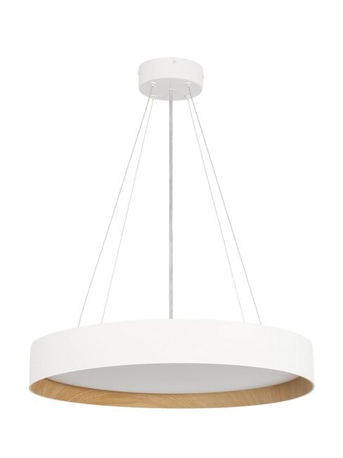 kelvo® RONDO KLV-101-0589 Κρεμαστό Φωτιστικό Οροφής LED 36W 3600lm 120° AC 220-240V IP20 Ρυθμιζόμενο Λευκό CCT με Διακόπτη στο Driver 2700K/4500K/6000K Triac Dimmable - Lumileds SMD Chip & ENEC/TÜV Driver - Λευκό Ματ & Εφέ Ξύλου - Μ50 x Π50 x Υ7cm - 5 Χρόνια Εγγύηση - 4