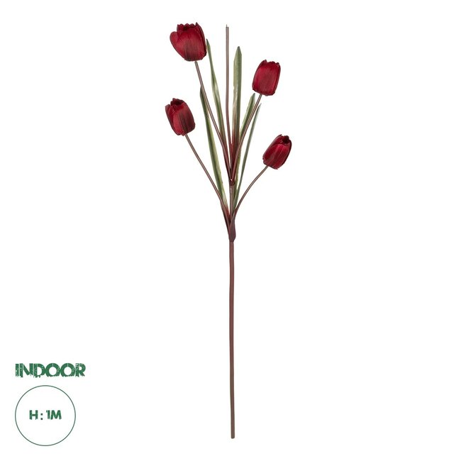 Artificial Garden RED TULIP BRANCH 21309 Τεχνητό Διακοσμητικό Κλαδί Κόκκινη Τουλίπα Y100cm