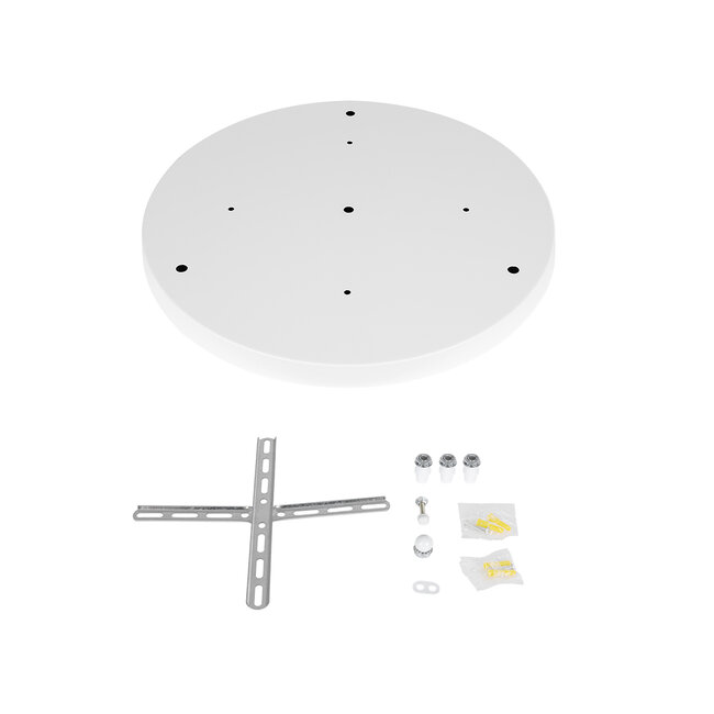 DIY 77540 Επιτοίχια Στρογγυλή Ροζέτα - Βάση για 3 Κρεμαστά Φωτιστικά - Φ40 x Υ3cm - Λευκό - Μεταλλικό - 5 Χρόνια Εγγύηση