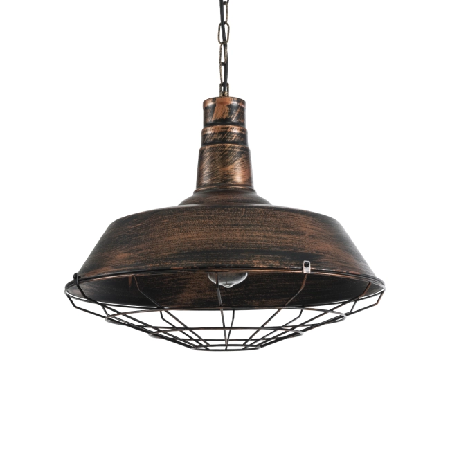 RAY 01045 Vintage Κρεμαστό Φωτιστικό Οροφής με Ντουί 1 x E27 AC 220-240V IP20 - Χάλκινο Εφέ Σκουριάς - Μ46 x Π46 x Υ36cm - 12