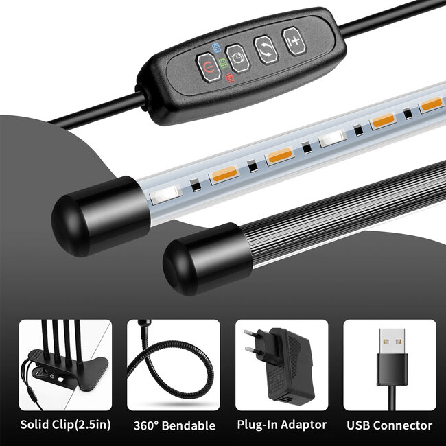 85957 Grow Light Full Spectrum LED Φωτιστικό Ανάπτυξης Φυτών Γλάστρας με 4 Κινούμενες Κεφαλές & Βάση Μανταλάκι Clip SMD 2835 80W 160° AC230V IP54 με Dimmer & Timer Εσωτερικού Χώρου για Κάλυψη Επιφάνειας 1m x 1m Πλήρους Φάσματος Φωτισμού - 6