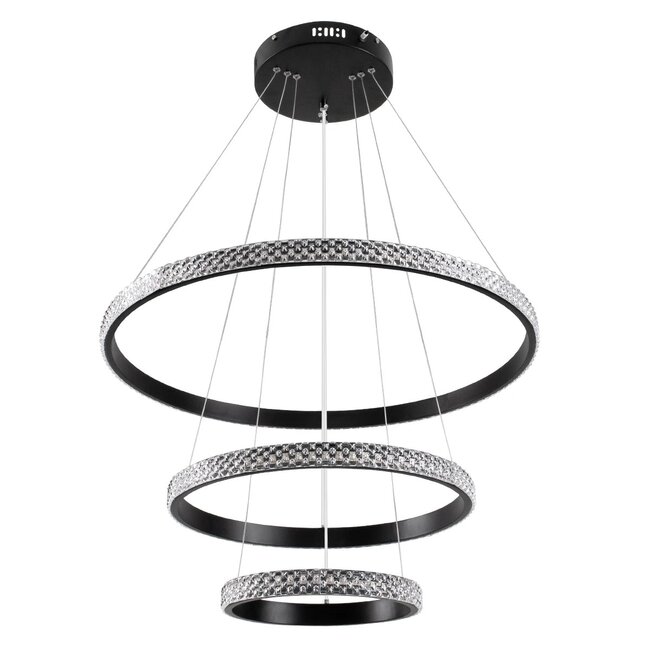 kelvo® DIAMOND KLV-101-0237-V2 Κρεμαστό Φωτιστικό Οροφής LED 100W 10000lm 180° AC 220-240V IP20 Ρυθμιζόμενο Λευκό CCT με Χειριστήριο από 2700K έως 6000K Dimmable - Lumileds SMD Chip - Μαύρο Ματ - Μ60 x Π60 x Υ60cm - 3 Χρόνια Εγγύηση - 4
