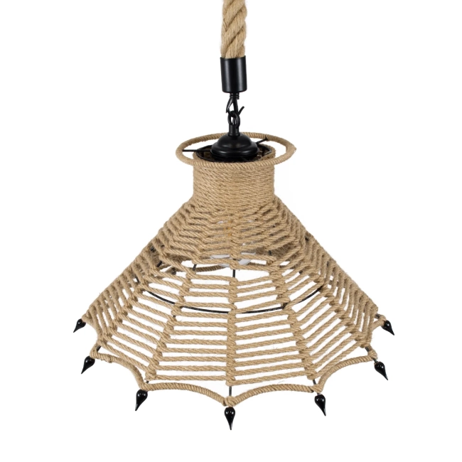  OZERO 01603 Boho Κρεμαστό Φωτιστικό Οροφής με Ντουί 1 x E27 AC 220-240V IP20 - Μπεζ & Μαύρο - Μ41 x Π41 x Y28cm - 7