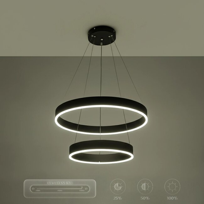 kelvo® VENOM KLV-101-0196-V2 Κρεμαστό Φωτιστικό Οροφής LED 75W 7500lm 120° AC 220-240V IP20 Ρυθμιζόμενο Λευκό CCT με Χειριστήριο από 2700K έως 6000K Dimmable - Lumileds SMD Chip - Μαύρο Ματ - Μ60 x Π60 x Υ40cm - 3 Χρόνια Εγγύηση - 15