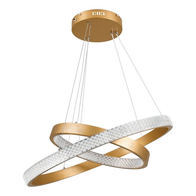 kelvo® DIAMOND KLV-101-0236 Κρεμαστό Φωτιστικό Οροφής LED 75W 7500lm 360° AC 220-240V IP20 Ρυθμιζόμενο Λευκό CCT με Χειριστήριο από 2700K έως 6000K Dimmable - Lumileds SMD Chip - Χρυσό Πλατίνα - Μ60 x Π60 x Υ40cm - 3 Χρόνια Εγγύηση - 6