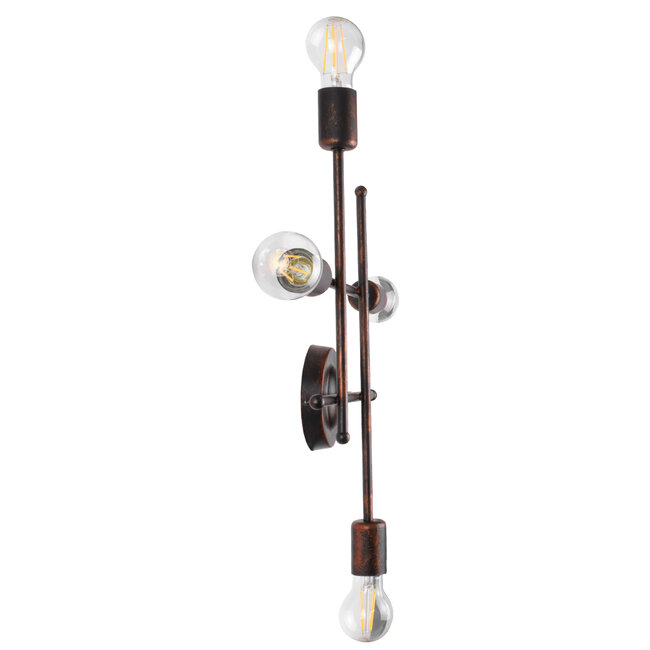 PIPING 00662 Vintage Industrial Επιτοίχιο Φωτιστικό Πολύφωτο Σκούρο Καφέ- Χάλκινο Μεταλλικό Πλέγμα Μ40 x Π9 x Υ52cm - 4