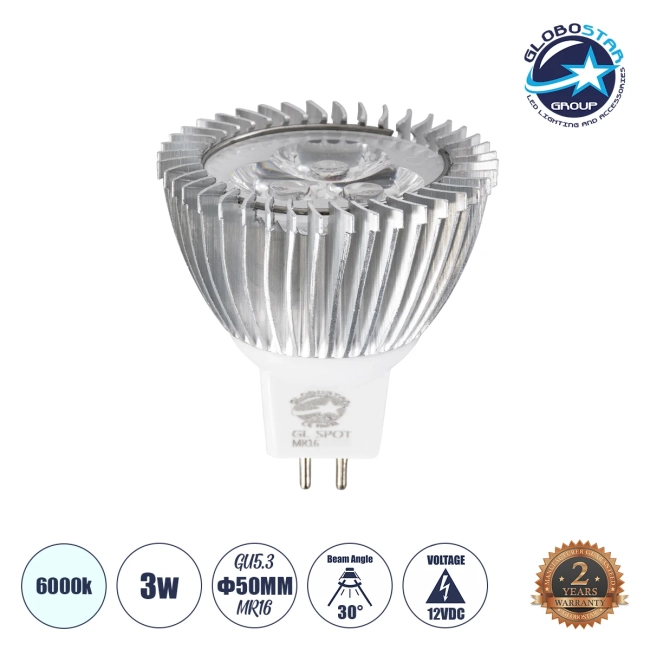 TRIBOO 76020 Σποτ GU5.3 MR16 LED 3W 300lm 30° DC 12V IP20 Ψυχρό Λευκό 6000K - Μ5 x Π5 x Υ5.2cm - 3 Χρόνια Εγγύηση TRIBOO 76020 Σποτ GU5.3 MR16 LED 3W 300lm 30° DC 12V IP20 Ψυχρό Λευκό 6000K - Μ5 x Π5 x Υ5.2cm - 3 Χρόνια Εγγύηση