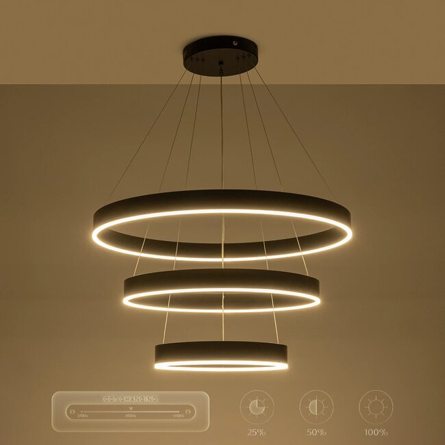 kelvo® VENOM KLV-101-0199 Κρεμαστό Φωτιστικό Οροφής LED 120W 12000lm 120° AC 220-240V IP20 Ρυθμιζόμενο Λευκό CCT με Χειριστήριο από 2700K έως 6000K Dimmable - Lumileds SMD Chip - Μαύρο Ματ - Μ80 x Π80 x Υ80cm - 3 Χρόνια Εγγύηση - 14