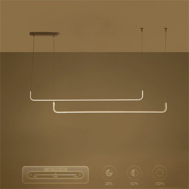 kelvo® LINARIA KLV-101-0259 Κρεμαστό Φωτιστικό Οροφής LED 72W 7200lm 180° AC 220-240V IP20 Ρυθμιζόμενο Λευκό CCT με Χειριστήριο από 2700K έως 6000K Dimmable - Lumileds SMD Chip - Λευκό Ματ - Μ220 x Π4 x Υ25cm - 3 Χρόνια Εγγύηση - 12