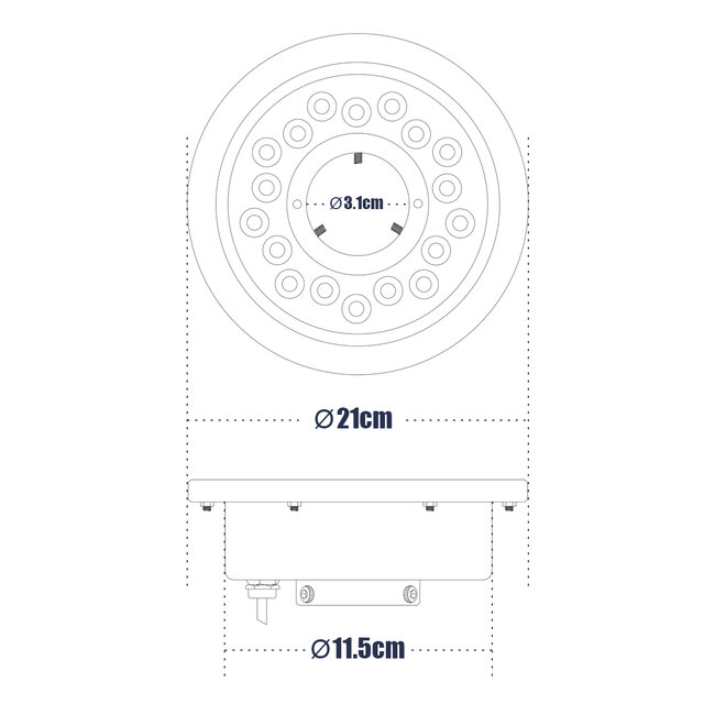UNDERWATER-DENIS 90432 Υποβρύχιο Χωνευτό Φωτιστικό Σποτ Ειδικό για Σιντριβάνια - Πισίνες - Τζακούζι LED 9W 810lm 30° DC 24V Αδιάβροχο IP68 Φ21 x Υ7.5cm Θερμό Λευκό 2700K - Ανοξείδωτο Ατσάλι SS304 - 3 Years Warranty - 8