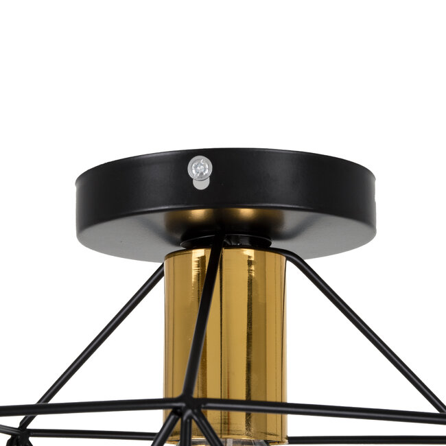 TRON 00792 Μοντέρνο Φωτιστικό Οροφής Μονόφωτο Μαύρο - Χρυσό Μεταλλικό Πλέγμα Φ18 x Y19.5cm - 5