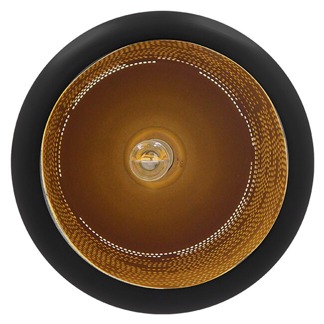 Μοντέρνο Κρεμαστό Φωτιστικό Οροφής Μονόφωτο Μαύρο με Χρυσό Μεταλλικό Καμπάνα Φ20  SAGA 01591 - 8