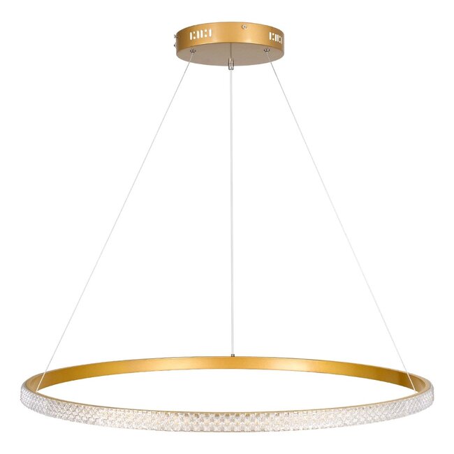 kelvo® DIAMOND KLV-101-0232 Κρεμαστό Φωτιστικό Οροφής LED 67W 6700lm 180° AC 220-240V IP20 Ρυθμιζόμενο Λευκό CCT με Χειριστήριο από 2700K έως 6000K Dimmable - Lumileds SMD Chip - Χρυσό Πλατίνα - Μ80 x Π80 x Υ3cm - 3 Χρόνια Εγγύηση - 5