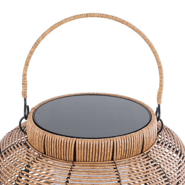 GRAMBIAN 02304 Boho Αυτόνομο Ηλιακό Κρεμαστό/Επιτραπέζιο Φωτιστικό Φαναράκι LED SMD 5W 200lm - Φ30 x Υ48cm - με Ενσωματωμένη Μπαταρία 600mAh - Φωτοβολταϊκό Πάνελ και Αισθητήρα Ημέρας-Νύχτας με Ασύρματο Χειριστήριο IR Μπεζ Μπαμπού Αδιάβροχο IP65 Θερμό Λευκό 3000K - 5 Χρόνια Εγγύηση - 5