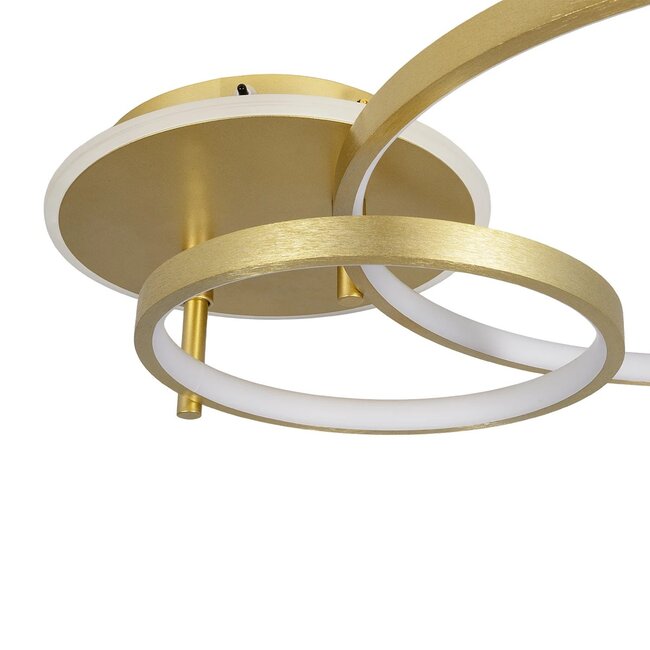 NEMESIS 61107 Μοντέρνο Φωτιστικό Οροφής LED 67W 7573lm 360° AC 220-240V IP20 Ρυθμιζόμενο Λευκό CCT με Χειριστήριο από 2700K έως 6000K Dimmable - Lumileds SMD Chip - Χρυσό Βούρτσας - Μ84 x Π45 x Υ13cm - 3 Χρόνια Εγγύηση - 8