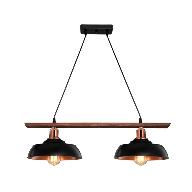 LOAN 203-0290 Μοντέρνο Κρεμαστό Φωτιστικό Οροφής με Ντουί 2 x E27 AC 220-240V IP20 - Μαύρο & Μπρονζέ - Μ70 x Π25.5 x Υ19cm - 2