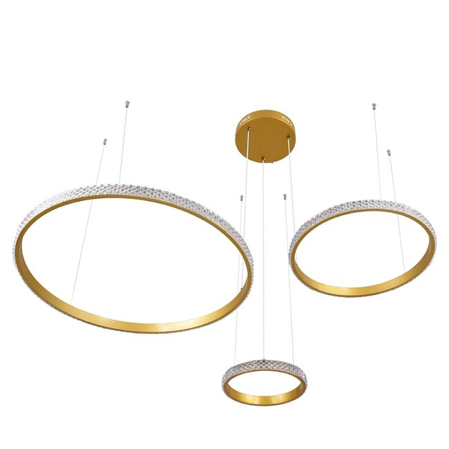 kelvo® DIAMOND KLV-101-0244 Κρεμαστό Φωτιστικό Οροφής LED 100W 10000lm 180° AC 220-240V IP20 Ρυθμιζόμενο Λευκό CCT με Χειριστήριο από 2700K έως 6000K Dimmable - Lumileds SMD Chip - Χρυσό Πλατίνα - Μ110 x Π110 x Υ60cm - 3 Χρόνια Εγγύηση - 4