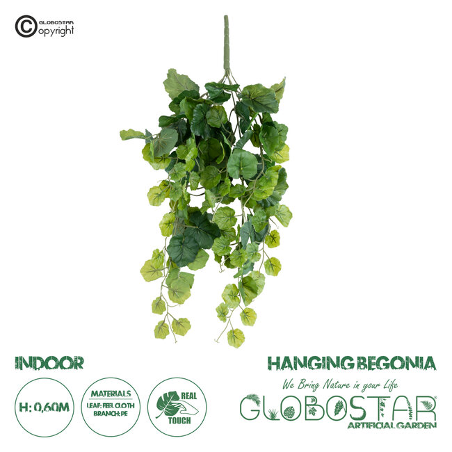 Artificial Garden BEGONIA HANGING BRANCH 20239 Τεχνητό Διακοσμητικό Κρεμαστό Φυτό Βεγονία Υ60cm