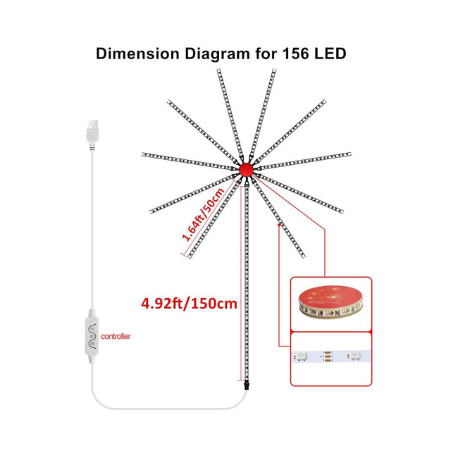 DIGIFRWORKS 90339 Σετ Ψηφιακής LED RGB Ταινίας 5 Μέτρων με Ψηφιακό Controller με WiFi Smart APP & Ασύρματο Χειριστήριο RF 2.4Ghz - LED SMD 5050 50W/Σετ 156LED/Σετ 156PIXEL/Σετ 3000lm/Σετ 120° DC 5V με USB 2.0 IP20 Πολύχρωμο RGB - Dimmable - Μ205 x Π105 x Υ1.5cm - 2 Χρόνια Εγγύηση - 9