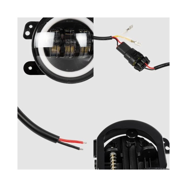 85418 Σετ 2 x Προβολείς Ομίχλης JEEP WRANGLER - MERCEDES BENZ G CLASS - LAND ROVER DEFENDER - HAMMER H1-H2 - 4 Ιντσών με Ring Light DRL LED CREE CXB COB 100W 7500lm DC 12V Αδιάβροχοι IP66 Ψυχρό Λευκό 6000K - 6