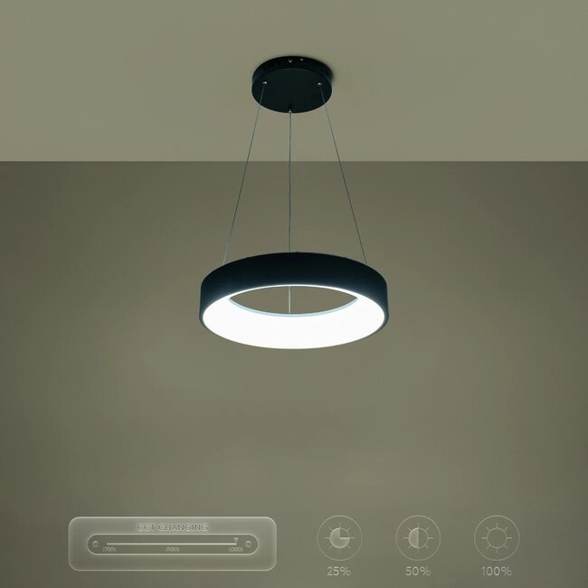 kelvo® SALEM KLV-101-0285 Κρεμαστό Φωτιστικό Οροφής LED 75W 7500lm 120° AC 220-240V IP20 Ρυθμιζόμενο Λευκό CCT με Χειριστήριο από 2700K έως 6000K Dimmable - Lumileds SMD Chip - Μαύρο Ματ - Μ45 x Π45 x Υ6cm - 3 Χρόνια Εγγύηση - 13