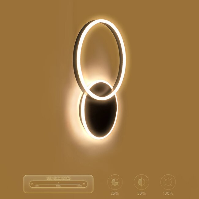 kelvo® VENOM KLV-101-0181-V2 Φωτιστικό Τοίχου / Απλίκα LED 45W 4500lm 360° AC 220-240V IP20 Ρυθμιζόμενο Λευκό CCT με Χειριστήριο από 2700K έως 6000K Dimmable - Lumileds SMD Chip - Μαύρο Ματ - Μ60 x Π40 x Υ7.5cm - 3 Χρόνια Εγγύηση - 9