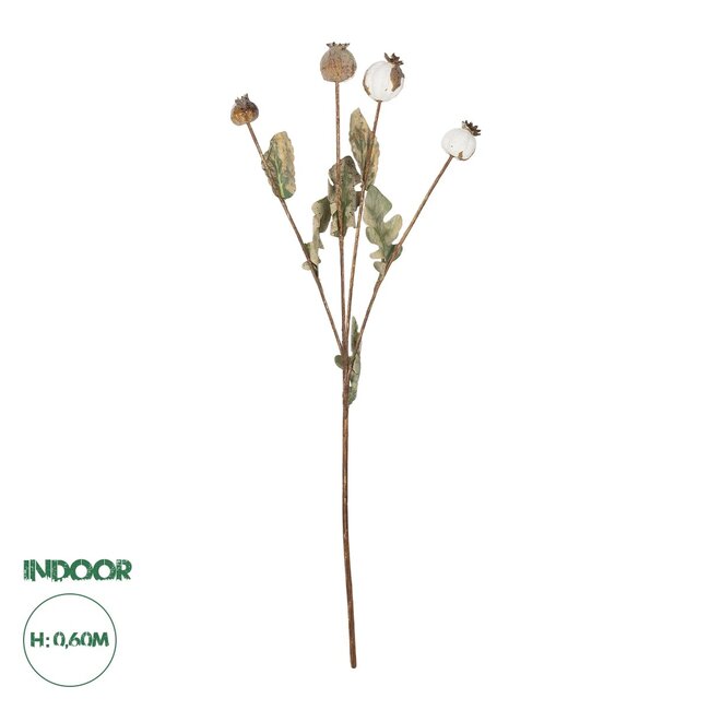 Artificial Garden POPPY FRUIT BRANCH 21433 Τεχνητό Διακοσμητικό Κλαδί Παπαρούνα Y60cm