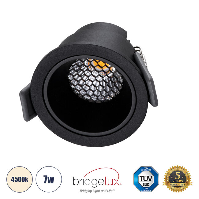 PLUTO-S 60250 Χωνευτό LED Spot Downlight TrimLess Φ6.4cm 7W 910lm 38° AC 220-240V IP20 Φ6.4 x Υ4.9cm - Στρόγγυλο - Μαύρο & Anti-Glare HoneyComb - Φυσικό Λευκό 4500K - Bridgelux COB - 5 Years Warranty PLUTO-S 60250 Χωνευτό LED Spot Downlight TrimLess Φ6.4cm 7W 910lm 38° AC 220-240V IP20 Φ6.4 x Υ4.9cm - Στρόγγυλο - Μαύρο & Anti-Glare HoneyComb - Φυσικό Λευκό 4500K - Bridgelux COB - 5 Years Warranty