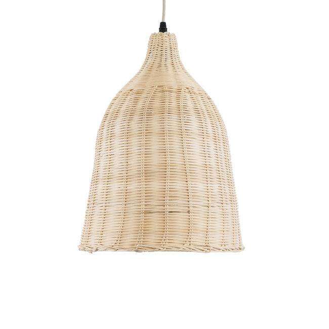 Vintage Κρεμαστό Φωτιστικό Οροφής Μονόφωτο Μπεζ Ξύλινο Ψάθινο Rattan Φ30  NATH 01202 - 4