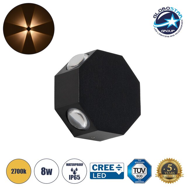HIKARI 60687 Μοντέρνο Φωτιστικό Τοίχου - Απλίκα LED 8W 1000lm 30° AC 220-240V Αδιάβροχο IP65 Θερμό Λευκό 2700K - CREE XPE Chip & TÜV SÜD Driver - Μαύρο Ματ - Μ10 x Π4 x Υ10cm - 5 Χρόνια Εγγύηση HIKARI 60687 Μοντέρνο Φωτιστικό Τοίχου - Απλίκα LED 8W 1000lm 30° AC 220-240V Αδιάβροχο IP65 Θερμό Λευκό 2700K - CREE XPE Chip & TÜV SÜD Driver - Μαύρο Ματ - Μ10 x Π4 x Υ10cm - 5 Χρόνια Εγγύηση