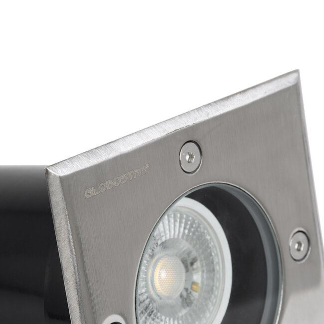 GIGO 60362 Χωνευτό Τετράγωνο Σποτ Δαπέδου για Λάμπα MR16 με Ντουί GU10 - Αδιάβροχο IP68 - IK09 - Ανοξείδωτο Ατσάλι / Stainless Steel 201 - Tempered Glass - Μ11 x Π11 x Υ11.5cm - Nickel Ματ - 5 Years Warranty - 7