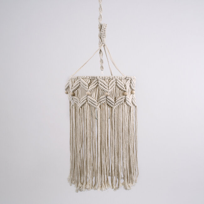 CONGO 36206 Boho - Μακραμέ - Macrame Κρεμαστό Φωτιστικό Οροφής Μονόφωτο 1 x E27 Πλεκτό Χειροποίητο Μπεζ Υφασμάτινο με Σχοινί D30 x H50cm - 4