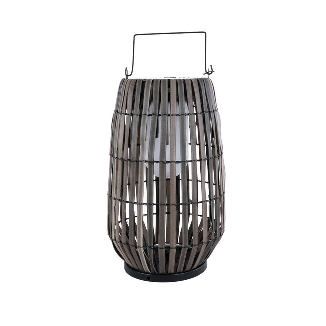 NETLEY 02306 Boho Αυτόνομο Ηλιακό Κρεμαστό/Επιτραπέζιο Φωτιστικό Φαναράκι LED SMD 5W 200lm - Φ30 x Υ50cm - με Ενσωματωμένη Μπαταρία 600mAh - Φωτοβολταϊκό Πάνελ και Αισθητήρα Ημέρας-Νύχτας με Ασύρματο Χειριστήριο IR Γκρι Μπαμπού Αδιάβροχο IP65 Θερμό Λευκό 3000K - 5 Χρόνια Εγγύηση