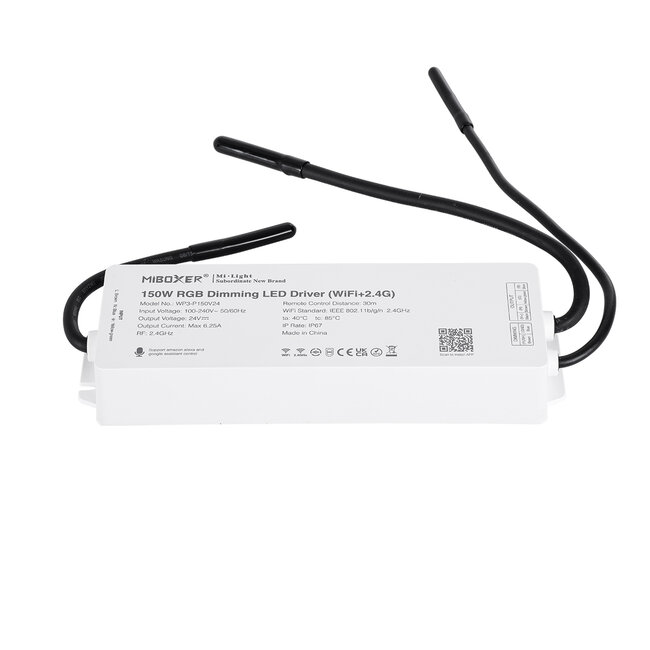 71442 WP5-P150V24 Mi-Light Ασύρματο RF 2.4Ghz Smart Controller LED Driver Wireless WiFi 1 Καναλιού 1 x 6.25A για RGB Προϊόντα LED Max 150W 6.25A - AC 100-240V σε DC 24V - Αδιάβροχο IP67 Μ22.5 x Π7.3 x Υ3.5cm - 5 Years Warranty - 4