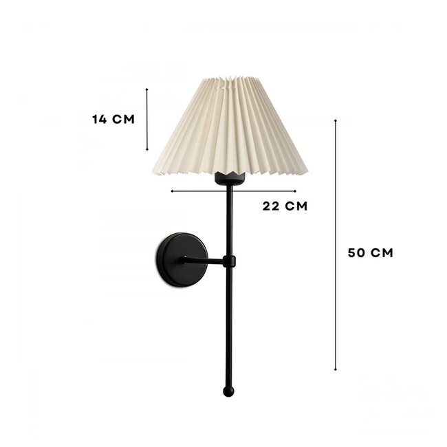 LING 204-0188 Μοντέρνο Φωτιστικό Τοίχου Απλίκα Μονόφωτο 1 x E27 AC 220-240V IP20 Μπεζ & Μαύρο - Μ22 x Π22 x Υ50cm