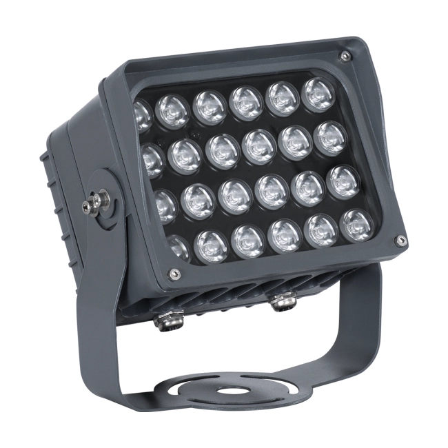  FLOODXENA 90700 Προβολέας Σποτ Wall Washer με Αντιθαμβωτική Γρίλια LED 48W 4080lm 10° DC 24V Αδιάβροχο IP65 Πολύχρωμο RGBW Dimmable DMX512 - Bridgelux SMD Chip - Γκρι Ανθρακί - Μ17.5 x Π12.5 x Υ18cm - 3 Χρόνια Εγγύηση